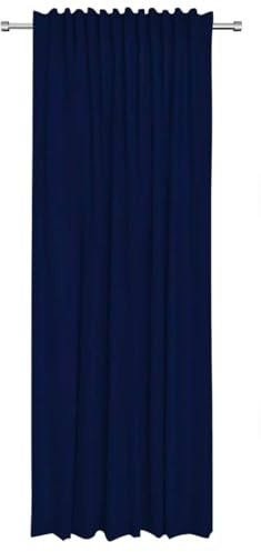 Rollmayer Vorhänge 2er Vivid Dunkel Blau 16 135x150cm mit Tunnelband | Hochwertig, Blickdicht, Uni einfarbig, Gardinen Schal für Schlafzimmer