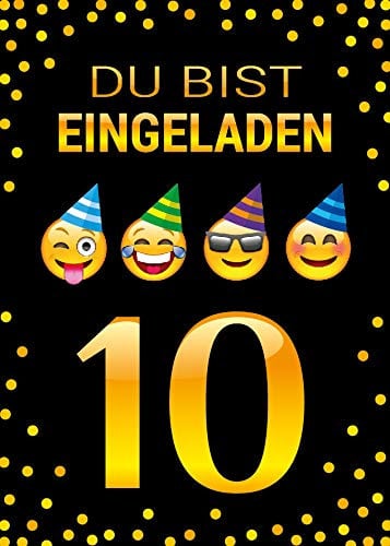 12 Einladungskarten zum 10. Kindergeburtstag Mädchen Jungen coole bunte Einladungen zehnte Geburtstag Kinder