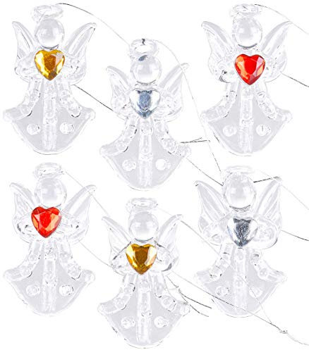 Britesta Weihnachtsbaumschmuck: 6er-Set Glas-Anhänger Engel mit Herz, handgefertigt, je 46 x 28 mm (Weihnachtsdeko Schmuck, Schmuck Weihnachtsbaum, Weihnachtskugeln)