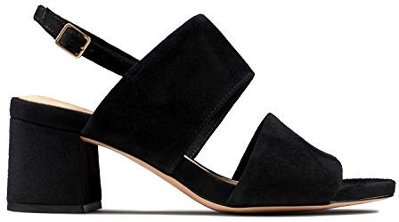 Clarks Sheer 55 Sling Suede Sandals In Black Standard Fit Size 4½