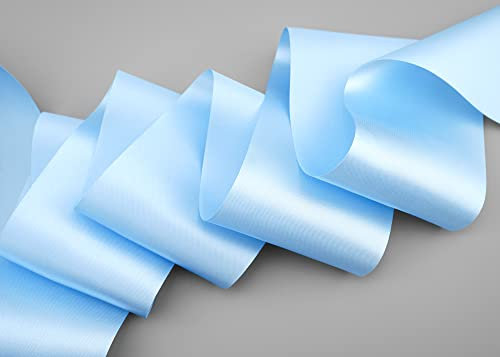 finemark 3 m x 72 mm Satinband Sophie HELLBLAU (612) Satin Tischband Schleifenband ohne Draht breites weiches Band Tischdekoration Tisch Deko Geschenkband mit einseitigem Glanz