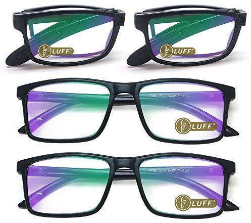 LUFF 4 Stk. Faltbare Lesebrille + einfache Lesebrille Kombination Anti-Blu-ray Tragbare ultraleichte Lesebrille Unisex