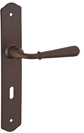 SERRURERIE DE PICARDIE - Ensemble de Poignées pour Porte Intérieure Charon - Acier Rouillé - Trou de Clé - Carré 7 mm - Entr'Axes 195 mm - Esthétiques et Pratiques - Gris