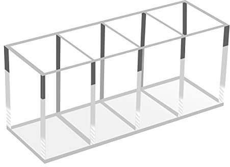 Umirokin Stiftehalter aus Acryl, 4 Fächer, transparent, für Büro, Schreibtisch, Zubehör, Acryl, für Make-up-Pinsel