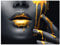 wandmotiv24 Deko Wandbild aus Acrylglas, Größe 40x30cm, Querformat, Frauen Lippen mit Goldener Farbe, Beauty, Frau, Makeup, Dekoration Wohnung modern, Deko, Acryl, Wanddeko Schlafzimmer M0052