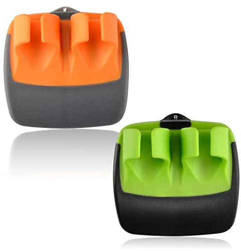 Finger Peeler for Vegetables Palm Peeler Vegetable Peeler 2-Pcs Set Easy Grip & Comfortable Use Kitchen Home Stainless Steel & Rubber Material Green, Orange Perfect for Potatoes, Carrots, Cucumbers