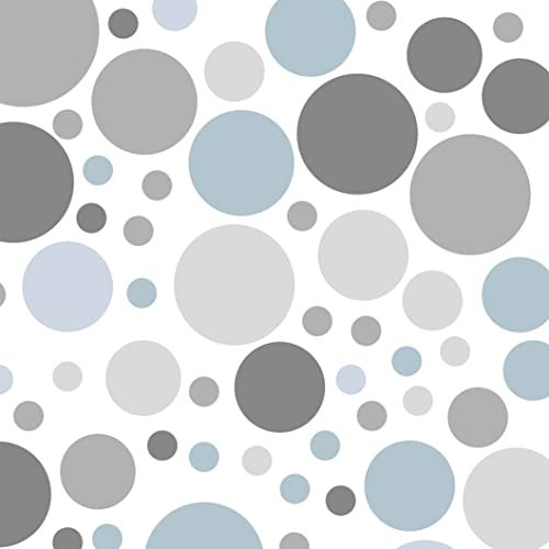 Wandtattoo Deko Wohnzimmer Punkte / Sterne / Wanddeko kinderzimmer Mädchen Wandaufkleber Babyzimmer Selbstklebende Sticker Set Dekoration Größe Punkte, Farbe Blau Grau Hell