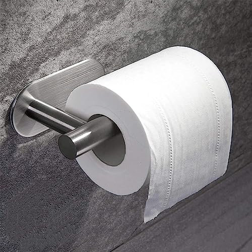 Juliyeh Porta carta igienica, Senza foratura, Per bagno, Nichel spazzolato in acciaio inossidabile, Colore Argento, 16 x 8 x 4.25 cm