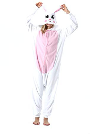 DarkCom Unisexe Adulte Cosplay Lapin Animal Onesie Kigurumi Costume One Piece Pyjamas Vêtements de Nuit Combinaison M