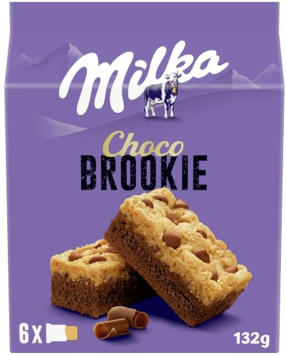 Milka Choco Brookie, Bizcocho Chocolate con Leche y Trozos, 132g | Bizcocho Milka de chocolate con leche y trozos de chocolate, para disfrutar en cualquier momento del día