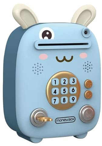 ISAKEN Salvadanaio Elettronico per Bambini, Mini Bancomat Automatico per Monete e Banconote, Salvadanaio Elettronico per Banconote e Monete, Regalo di Compleanno per Bambini
