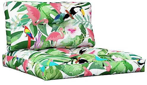 vidaXL Palettenkissen 2-TLG., Palettenauflage für Europaletten, Palettenpolster Palettensofa Outdoor Indoor, Sitzkissen Rückenkissen, Mehrfarbig Stoff