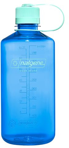 Nalgene Wasserflasche – Leichte Sustain Tritan BPA-freie, bruchsichere Flasche für Rucksackreisen, Wandern, Fitnessstudio, 907 ml, schmaler Mund, Kornblumenblau, 32 oz