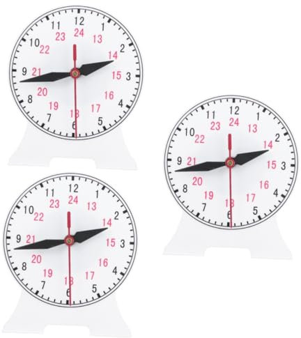 Toyvian Lernspielzeug 3st Uhrenmodell Desktop-Spielzeug Herrenuhren Uhr Requisiten Stechuhr Lernen Lehruhr Uhrzeit-lernform Uhrenform Plastik Weiß Grundschule Rund Um Die Uhr Schreibtisch