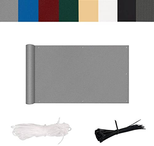 AEREY Balkon Sichtschutz 120x1300cm Mit ÖSen Blickdichte Balkonumspannung Extra Lange Kordel auch für Terrasse und Zaun