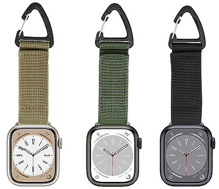 Bshirmay Tactical Key Ring Chain Duty Belt Compatible with Apple Watch Fob Strap 42/44mm series 10/9/Ultra 2/SE/8/7/6/5/4/3/2/1 Nurse Watch Band with Pin-On Brooch iWatch Series Accessories