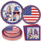 Homlouue 200PCS Patriotic Plates and Napkins, Cool Gnome Paper Plates and Napkins, American Flag Dinner Plates, Red White Blue Gnome Dinnerware Set for Memorial Day Independence Day Party Decorations