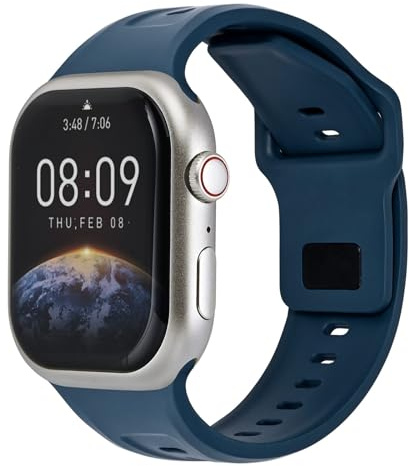 Anbeer FKM Rubber Bands for Apple Watch, Silicone Band Straps Compatible with Apple Watch Series Ultra2/Ultra/9/8/SE2/7/6/SE/5/4/3/2/1,Silicone Wristband Compatible with Apple Watch 42/44/45/49mm