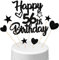 Conruich Tortendeko 56. Geburtstag Mann, Kuchendeko Happy 56th Birthday Schwarz, Glitzer Kuchen Topper 56. Geburtstag Ballons Konfetti Papierfächer für Geburtstagstorte Deko 56 Jahre Frauen Männer