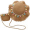 REYOK Chapeau De Paille Et Sac pour Enfant,Petit Sac Chapeau De Soleil d'Été,avec Décoration Boule Colorée Chapeau De Soleil pour Enfant Le Tourisme Vacances Plage Activités De Plein Air