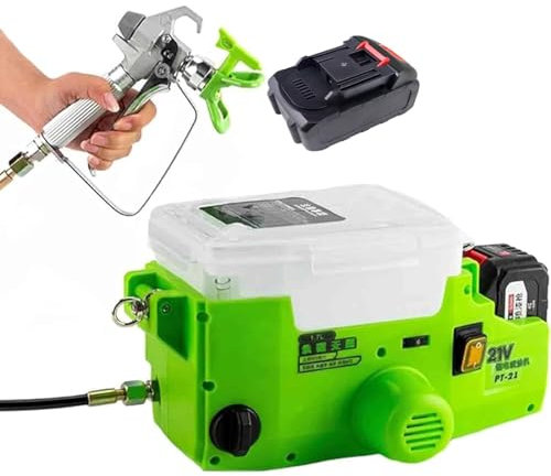 Pulverizador Airless Portátil de 500 W, Herramienta Pulverizadora de Pared for Muebles, con Batería de Litio de 5000 mAh, Manguera de 1,5 m, for Armarios (Color : Green)