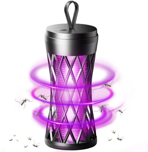 Lampe Anti Moustique électrique, Lampe Anti-Moustique LED 2 en 1, Rechargeable par USB, avec éclairage LED, 3000V UV Anti-Moustique Portable, pour Intérieur Extérieur Jardin Terrasse Camping