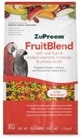 Zupreem Multifruits Aliment pour Oiseaux de Compagnie Fruits et vitamines pour perroquets aras, cacatoès, caïques et Autres Oiseaux Moyens à Grands et Grands 1,5 kg