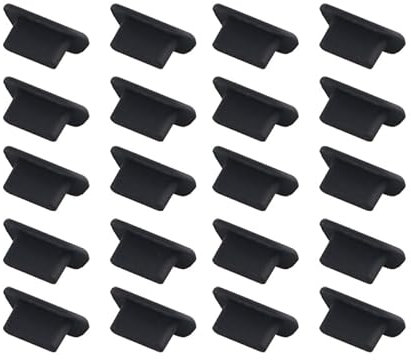 Futheda 20PCS Silicone Anti Dust Cover Plugs Lightning Charging Dust Port Protector Flat Design Cover Caps Compatible with iPhone 14 13 12 11 Pro Max Air Pods Black