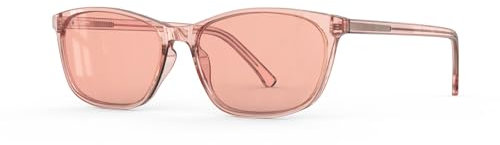 Bloomoak FL Rose Tinted Migräne Brille, Blaulichtfilter Brille Damen, Lichtempfindlichkeit Linderung Brille für fluoreszierende LED-Blende, Photophobie, Augenbelastung | Kleines Gesicht