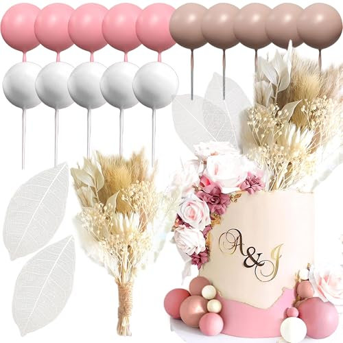 JeVenis Rosa Boho Tortenaufleger Boho Tortendekorationen Blumentorte Topper Torte Blumen Dekorationen Blume Tortenaufleger für Hochzeit Babydusche Geburtstag Party