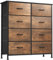 YITAHOME Kommode,Kommode mit 8 Schubladen,Schrank,Stoffschubladen mit Griffen,Metallgestell,Dauerhaft,Rustikal Braun