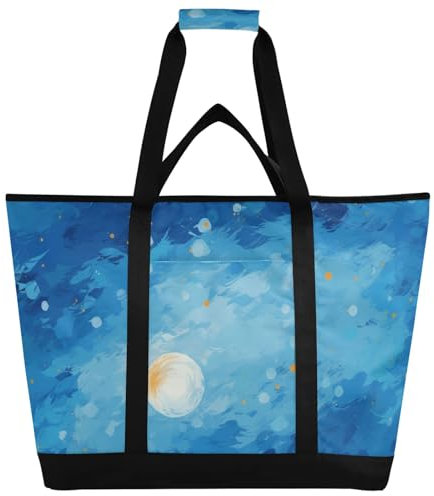 Sky Blue Moon Isolierte Kühltasche, wiederverwendbare Einkaufstaschen mit Reißverschluss, tragbare große Kühltasche für Reisen oder Camping