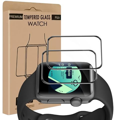 Carantee Verre Trempé pour Apple Watch Series 4/5/6/SE/SE2 (44mm), 2 pièces Haute Sensibilité vitre protection, pas de bulles, Anti Rayures, Haute Sensibilité, Ultra HD iWatch 44mm protection écran