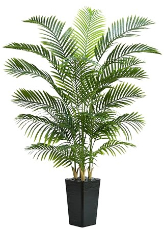 TNGGNT 180cm Künstliche Palmen Pflanzen Groß, Künstliche Pflanzen Wie Echt, Kunstpflanze mit Schwarz Hoher Pflanzer Areca Palme Baum für Wohnzimmer Balkon Schlafzimmer Büro, Fake Kunstpflanze