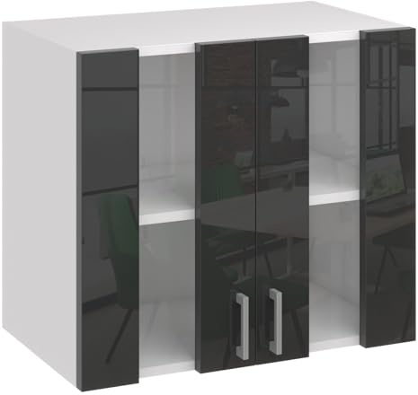 Küchenhängeschrank Hängeschrank Küche Oberschrank Wandschrank 80 cm | Höhe 60 cm, Tiefe 31,6 cm, 2 Türen, 2 Fächer, Melaminbeschichtet, Feuchtigkeitsbeständig, Wandmontage