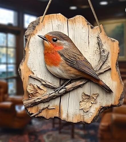 Generisch Rotkehlchen Holz Schild Wand-Deko Vogel Wandbild wall tattoo