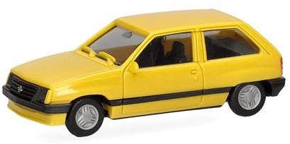Herpa Modellauto Opel Corsa A 2-türig, Jamaicagelb, Miniatur im Maßstab 1:87, Sammlerstück, Made in Germany, Modell aus Kunststoff, Gelb