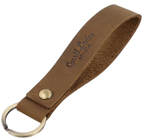 Gusti Schlüsselanhänger Leder - Shelton Schlüsselband Lederanhänger Braun Leder