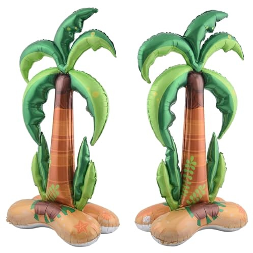 2 palmeras hinchables, 125 x 87 cm, decoración tropical hawaiana, palmera decorativa hawaiana, adecuada para fiestas en la piscina y eventos de verano