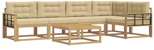 vidaXL Outdoor-Sofagarnitur 6 pcs Weiß und Beige 79 x 79 x 37 cm, Modernes Gartenmöbelset, wetterfestes Sofa, schicke Sitzgruppe, langlebige Liege fürs Poolside