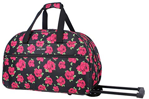 Betsey Johnson Designer-Handgepäck-Kollektion – leichte Reisetasche mit Muster, 55,9 cm – Wochenend-Übernachtung, Business-Reisekoffer mit 2 rollbaren Spinnrollen, Überzogene Rosen, Einheitsgröße,