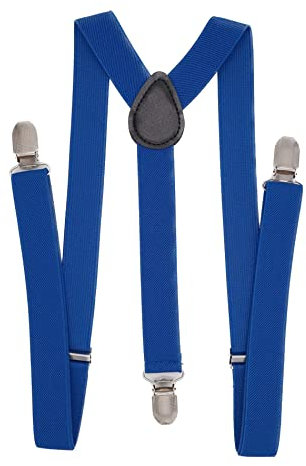 WannGe Herren-Hosenträger 2,5 cm, elastisch, verstellbar, Y-Rücken, zum Anklippen, königsblau, Einheitsgröße