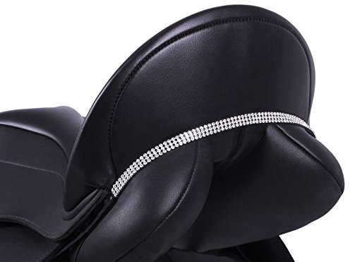 QHP Sattel Jewel Sattelschmuck Madelon mit Strass zum Aufpeppen Ihres Sattels Pimp Ihre Sattel (Warmblut, Schwarz/Silber)