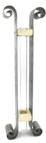 WB wohn trends XXL Reagenzglas-Vase im Metall-Ständer, verzinkt, 46cm, rustikale Deko Antik-Optik Glas-Vase