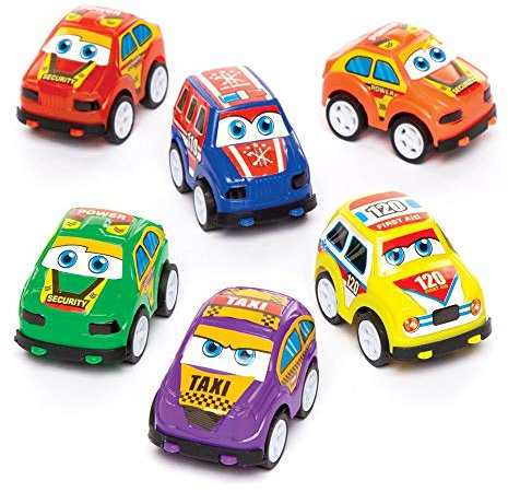 Baker Ross Mini-voitures de course à remonter (lot de 6) - Idéales pour les pochettes-surprises ou comme cadeau pour les enfants.