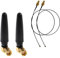 Oiyagai 2pcs 433Mhz Antena WiFi 2.5dbi SMA Conector Macho (Pin) con Mini PCI U.FL a SMA Hembra WiFi Pigtail RF1.13 Cable de 15 cm
