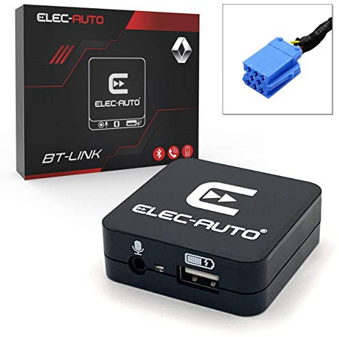 Bluetooth e interfaz auxiliar para el coche RENAULT | Kit de transmisión de audio con manos libres y micrófono | Cargador de Smartphone | Caja de empotrar invisible | Accesorio para la radio del coche