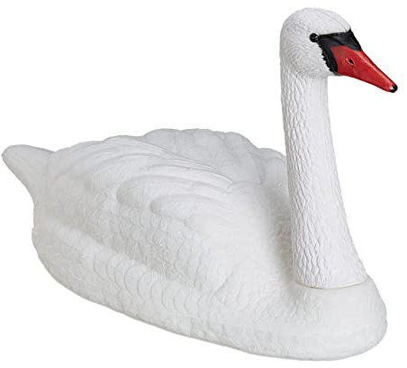 Relaxdays 4 x Gartendeko Schwan, schwimmend, zum Festbinden, Kunststoff, wetterfest, XXL Dekofigur für Teich, Garten, weiß