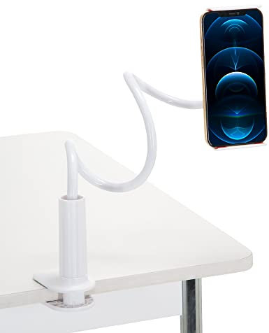 hjh OFFICE Handy & Tablet Halter FLEXMOBI I Handyhalterung Tischklemme, Handy & Tablet Zubehör, Weiß 830043