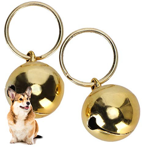 2 Stück rostfreie Kupferglocken, extra laut, für Katzen und Hunde, tragbares Glöckchen für Halsband, zum Schutz von Vögeln und Wildtieren (Gold)